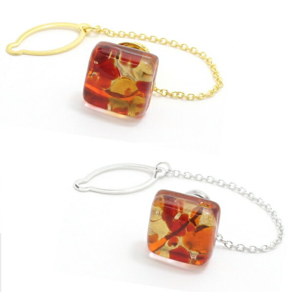 全2色 ムラーノ ベネチアンガラス ゴールド×レッドのタイタック ピンブローチ ラペルピン 誕生日 贈り物 プチギフト ゴールド スーツアクセサリー専門店 誕生...