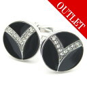 アウトレット 黒&クリアストーンVマーク カフス カフスボタン カフリンクス cufflinks cuffs メンズ 男性 スーツアクセサリー専門店 父の日 ギ...