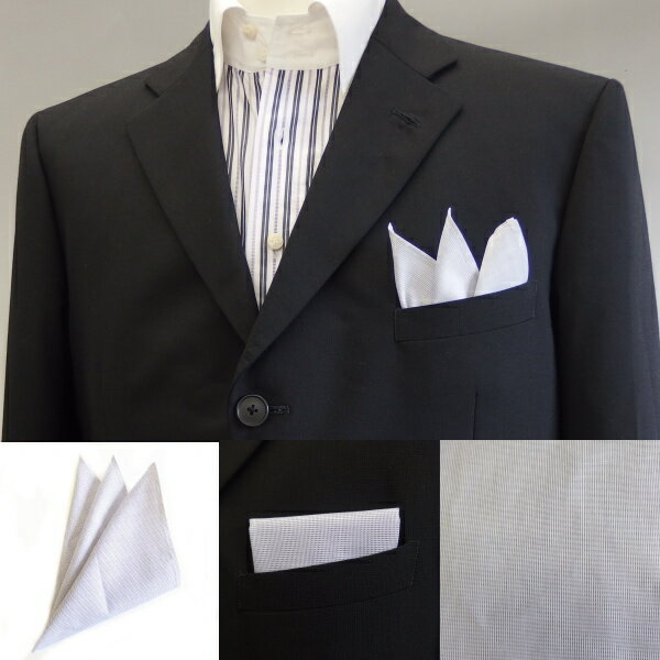 ポケットチーフ 高級オーダーシャツ生地 ホワイト ブルードットのポケットスクウェアスーツ用 ファッション小物 チーフ カフスマニア