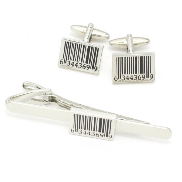 ピピッとバーコード カフスセット ネクタイピン カフス カフスボタン セット 披露宴 オシャレ ユニーク おもしろ 面白 面白い お揃い セット ユニーク おも...