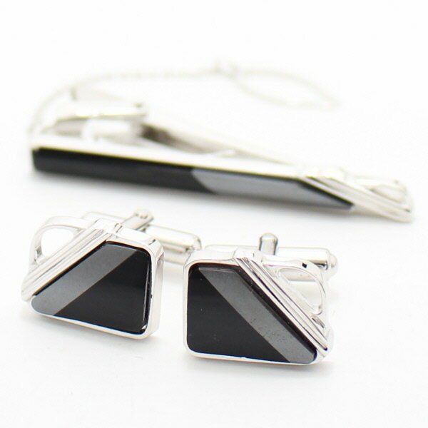 オニキスとヘマタイト カフスセット ネクタイピン カフス カフスボタン セット カフス 誕生日 贈り物 プチギフト お祝い パーティー 結婚式 披露宴 オシャレ ユニーク スーツアクセサリー専門店 ブライダル 披露宴 二次会 お呼ばれ おしゃれ カフスマニアのサムネイル