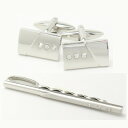 ネクタイピン カフス セット 送料無料 3粒クリスタルとシルバーの艶めきカフス タイピンセット カフス 誕生日 贈り物 プチギフト シルバー スーツアクセサリー...