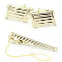 ネクタイピン カフス セット 送料無料 マットゴールド×ストライプのシンプルチェーン付カフスセット タイピンセット カフス ゴールド スーツアクセサリー専門店 ...