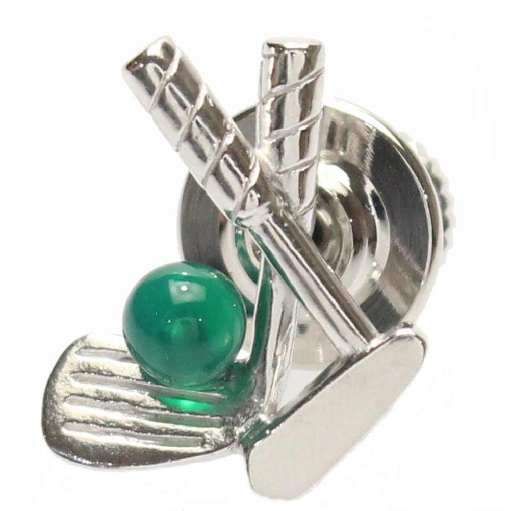 ラペルピン ゴルフ グリーンアゲート ゴルフクラブ ボールのタイタック ピンブローチ タイニーピン タックピン ラペルピン 誕生日 贈り物 プチギフト スーツア...