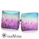 ThaiVetro カラフルなグラデーションが美しいガラス製カフス カフスボタン カフリンクス スーツアクセサリー専門店 誕生日 プレゼント プチギフト おしゃ...