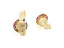 ウサギのイヤリング (ホワイト×ピンク)【Wadou-koubou/和道工房】 アクセサリー メルヘン ラビット アニマル どうぶつ 動物 うさぎ 兎 ハンドメ...