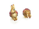 『 ウサギのイヤリング (ダークブラウン×ピンク)』 Wadou-koubou 和道工房 アクセサリー メルヘン モチーフ チャーム ハンドメイド 個性的 カワ...