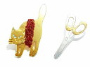 ルチカ ブローチ ネコ ★ メール便送料無料 ★『 糸巻きキャット 』(ゴールド×レッド) Luccica ねこ アニマル 動物 カワイイ アクセサリー 個性的 童話 絵本 物語 おもしろ プレゼント 美容師 レディース ハサミ 毛糸 はさみ ジュエリー 猫好き オシャレ 人気 奇抜 いと