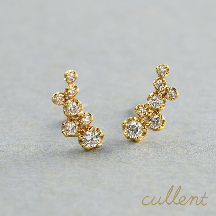K18 ダイヤモンド ピアス Victoria ピアス K18 18金 18k ゴールド ダイヤモンド ダイヤ レディース 直結 ポスト ラインピアス ニッケルフリー 金属アレルギー ノンアレルギー