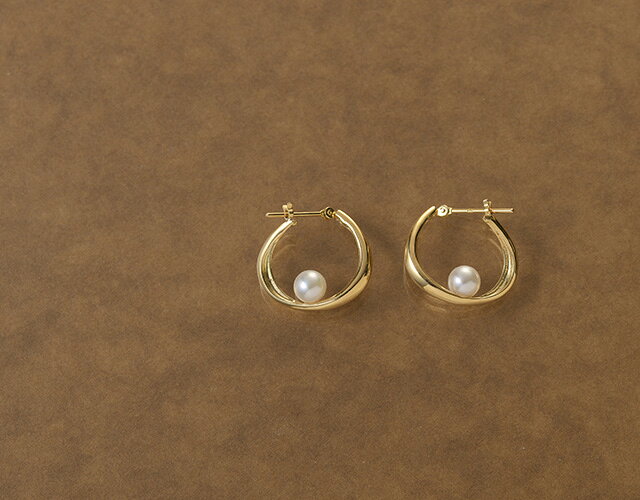 K18フープピアス ocean twist ピアス アコヤパール 真珠 K18 18金 18k ピンクゴールド 小さめ ホワイトゴールド レディース ジュエリー アクセサリー おしゃれ