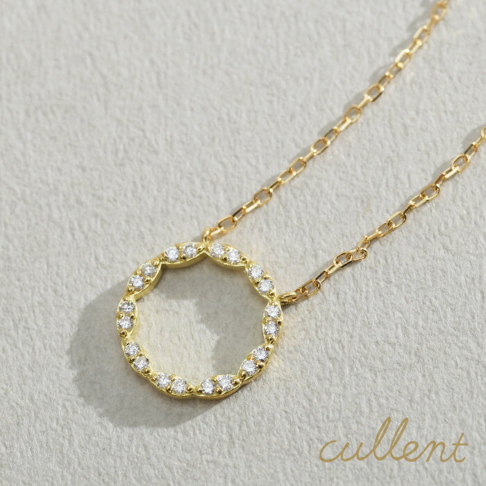 K18 ダイヤモンドネックレス frill wreath 18金 ペンダント ゴールド 18k シンプル ダイヤモンド ダイヤ ダイアモンド サークル