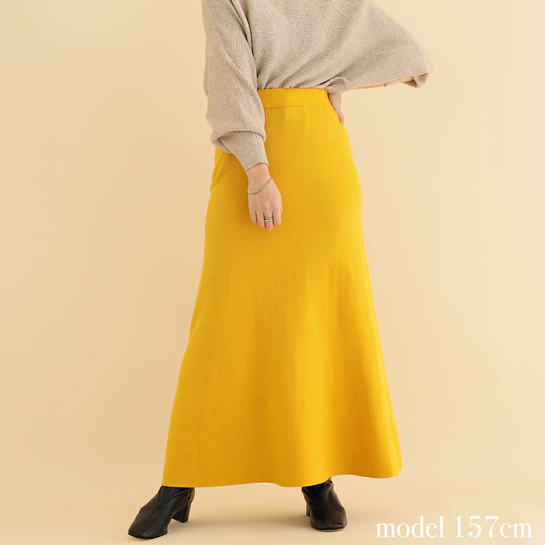アンミッコのニットスカートレディース ロング ロングスカート シンプル カジュアル ニット 無地 ナチュラル 仕事コーデ オフィスコーデ オフィスカジュアル｜アングル2
