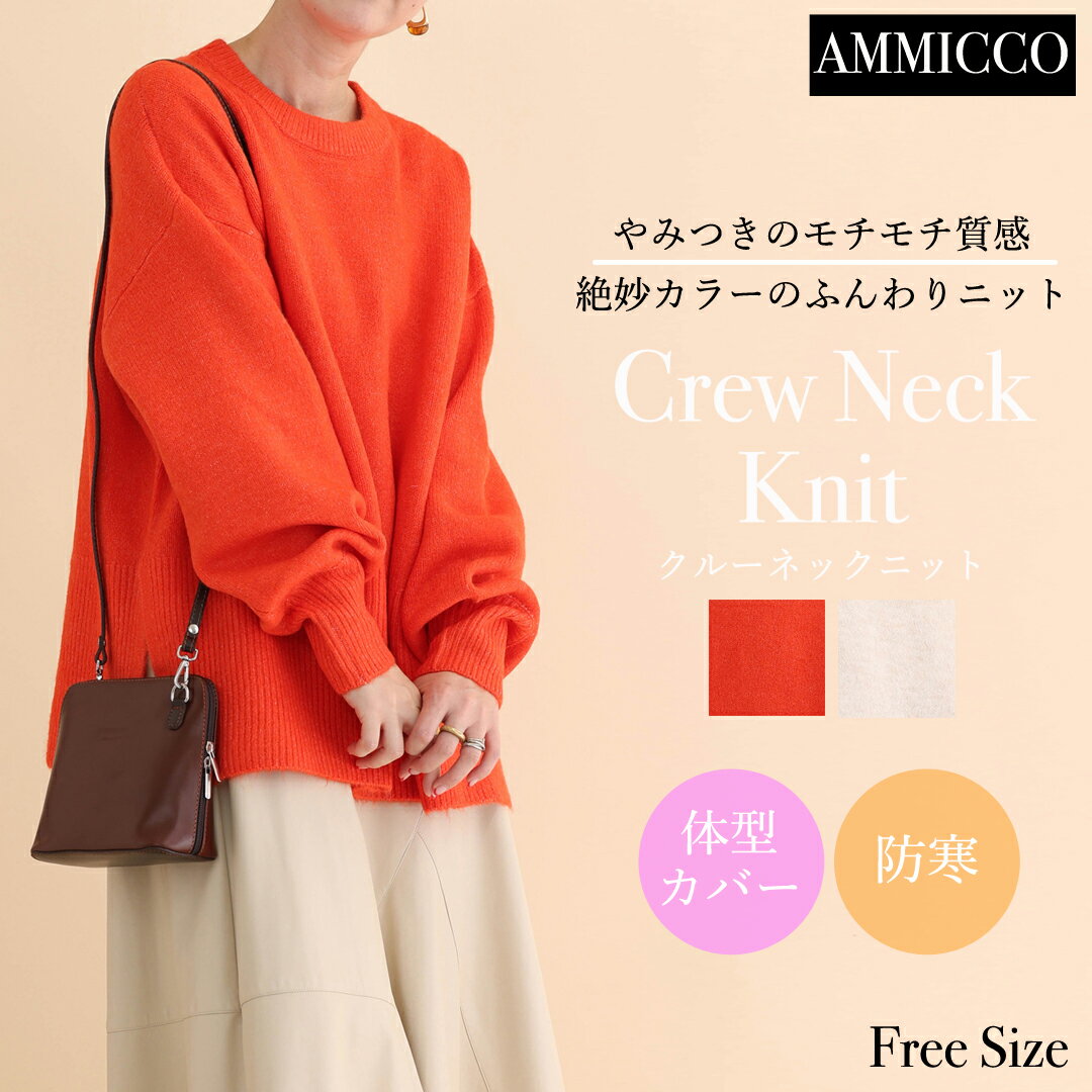 クルーネックニットニット セーター トップス オーバーオール 大人女子 秋冬 フリーサイズ カジュアル オフィスカジュアル 防寒 お出かけのサムネイル