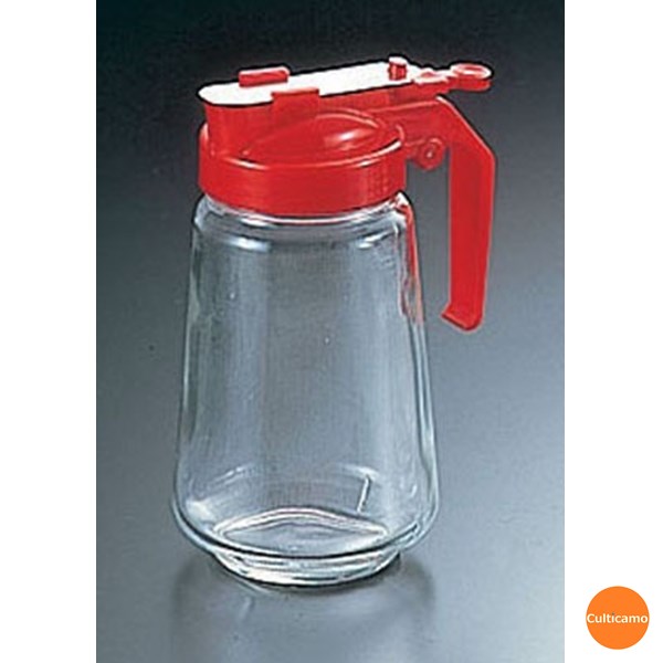 ガラス製　焼肉タレ入れ　350cc　赤　PYK-29[関連：業務用 ガラス 瓶 調味料入れ 焼き肉 ヤキニク 串カ..