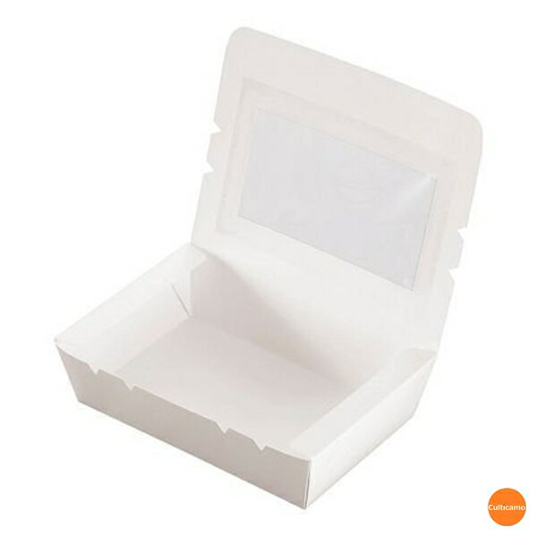 窓付き　ランチボックス　白　50枚入　M　194454　XLV-07[関連:水野産業 業務用 消耗品 包装資材 使い..