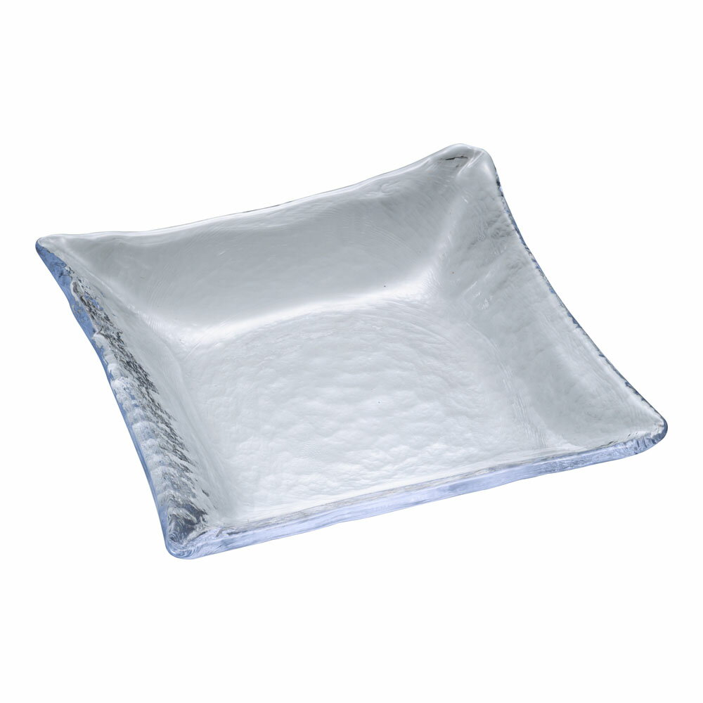 自遊 スクエア 04-150 L 24.3cm RZY-09［関連：吉沼硝子 業務用 日本製 食器 ガラス製 高級 角皿 プレート 和食器 和食 ホテル レストラン］