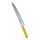 堺實光 スタンダード 抗菌 プラ柄 ツバ付 筋引 両刃 27cm 黄 56092 AZT-71[関連:JIKKO 實光 業務用 日本製 抗菌 筋引包丁 スライサ...