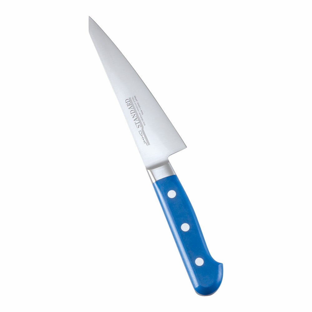 堺實光　スタンダード　抗菌　プラ柄　ツバ付　骨スキ東　片刃　15cm　青　56018　AZT-72[関連：JIKKO ..