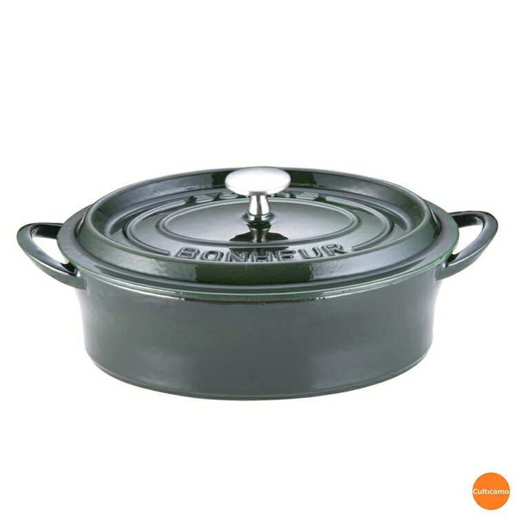 ボン・ボネール ココット オーバル マジョリカグリーン 17cm ABV-B9［関連：BONNE BONHEUR イシガキ産業 IH100V・200V対応 鍋 両手鍋 キャセロール 電磁調理器対応 鋳物ホーロー］