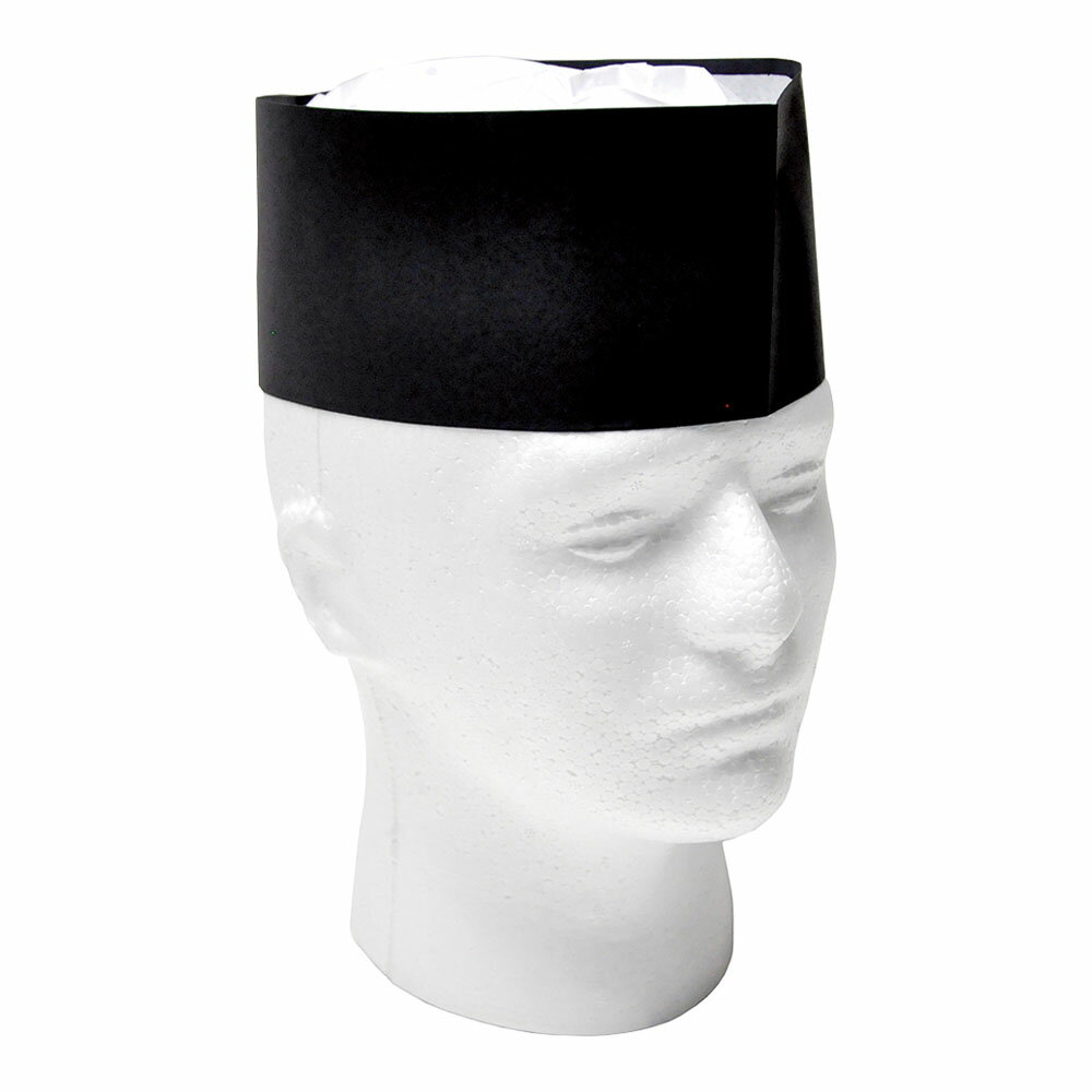 フォレージュハット ブラック A92690D 全高8.5cm 100枚入 SHT-69[関連：pal パル イギリス ブランド 業務用 シェフハット コック帽 キャップ ホテル 和食 寿司 消耗品 和帽子]