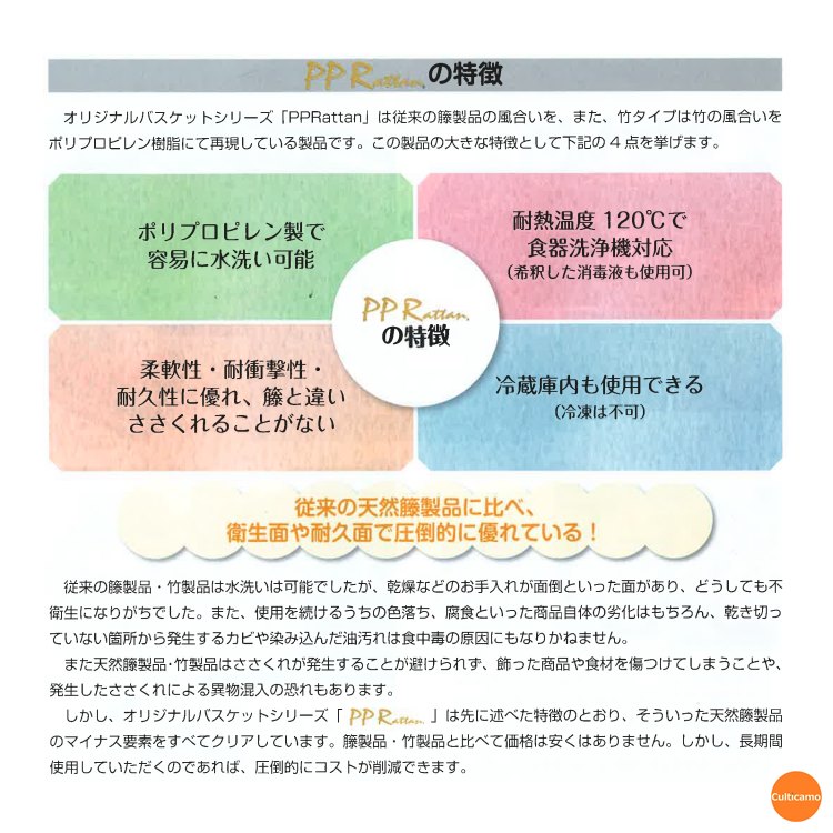 PPラタン　PP角型バスケット　ブラウン　24型　RE-310-BR　《WBS-35》[関連：業務用 洗える 樹脂製 食器洗浄機対応 籠 籐かご 盛りかご 小物入れ]