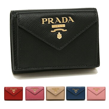 【返品OK】プラダ 財布 PRADA 1MH021 QWA SAFFIANO サフィアーノ ミニ財布 レディース 三つ折り財布 無地 NERO BLUETTE FUOCO PEONIA CIPRIA