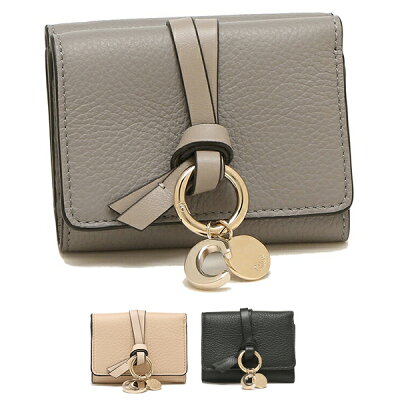 CHLOE クロエ 三つ折り財布 ALPHABET アルファベット レディース ミニ財布 BLACK ブラック ロゴチャーム 一粒万倍日 CHC17AP946H9Q MINI TRI FOLD