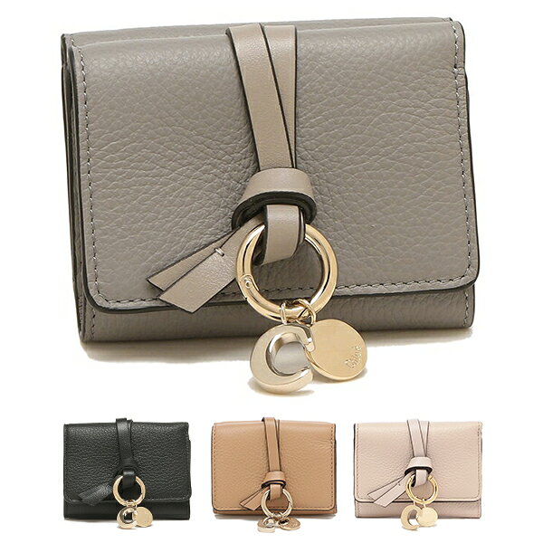 CHLOE クロエ 三つ折り財布 ALPHABET アルファベット レディース ミニ財布 BLACK ブラック ロゴチャーム CHC17AP946H9Q MINI TRI FOLD