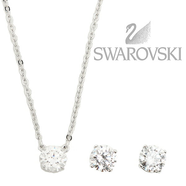 【返品OK】スワロフスキー SWAROVSKI ネックレス アクセサリー ピアス スワロフスキー レディース SWAROVSKI 5113468 ATTRACT SET ROUND ペンダント＋ピアスセット シルバー/クリア