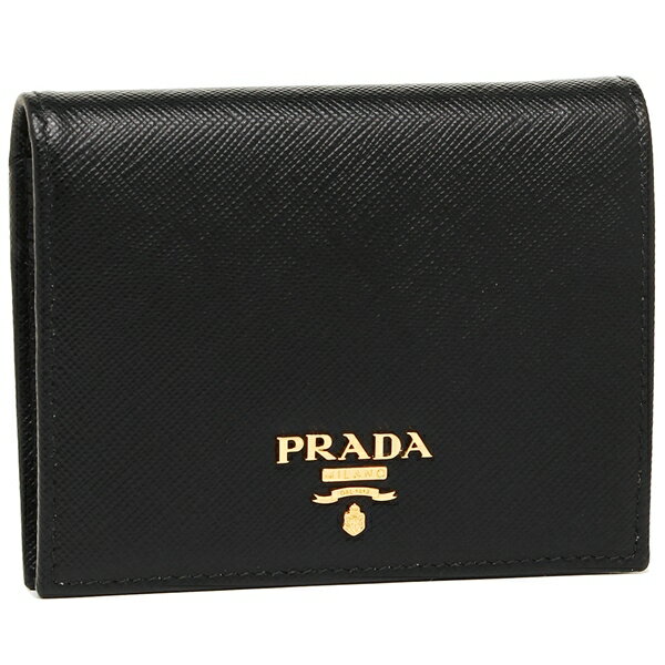 プラダ 財布（レディース） 【P10倍 5/26 20時～5/27 9時】プラダ 二つ折り財布 財布レディース PRADA 1MV204 QWA F0002 ブラック 一粒万倍日