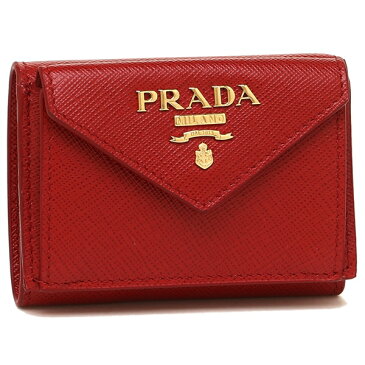 【P10倍 8/30 20時〜8/30 24時】プラダ 財布 三つ折り財布 レディース PRADA 1MH021 QWA F068Z レッド