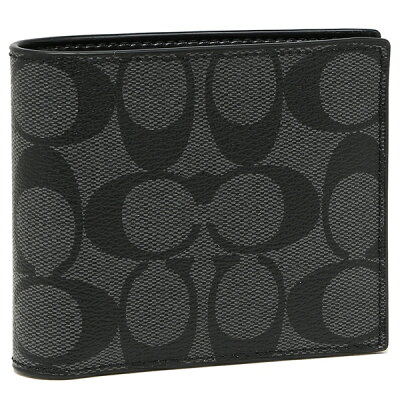 【P10倍 6/2 18時〜6/4 20時】コーチ 財布 メンズ 二つ折り財布 アウトレット COACH F74993 CQBK グレー ブラック 一粒万倍日