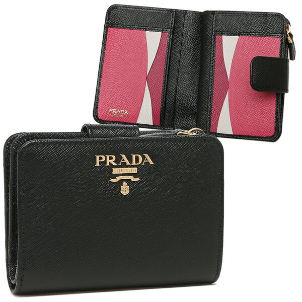 プラダ 財布（レディース） 【10%ポイントバック 6/1 10時～6/3 10時】プラダ 折財布 レディース PRADA 1ML018 ZLP F061H ブラック 一粒万倍日