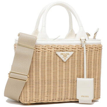 プラダ バッグ ハンドバッグ ショルダーバッグ レディース カゴバッグ トライアングルロゴ PRADA 1BG835 2E28 F0N86 WOY ベージュ ホワイト 2021SS 【返品OK】