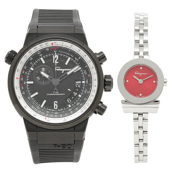 【2年保証】フェラガモ 時計 ペアウォッチ 腕時計 エフエイティ ガンチーニ クォーツ ブラック シルバー レッド Ferragamo FQ2020013 FBF0600176のサムネイル