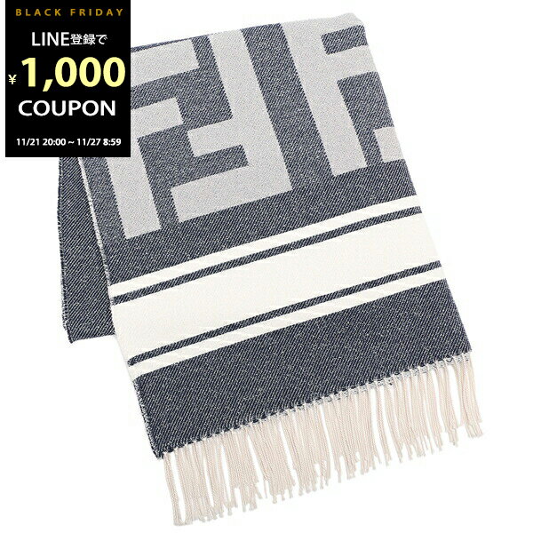 フェンディ タオル ビーチタオル FFロゴ ネイビー ホワイト メンズ レディース FENDI FXS717 AN93 F0QA2