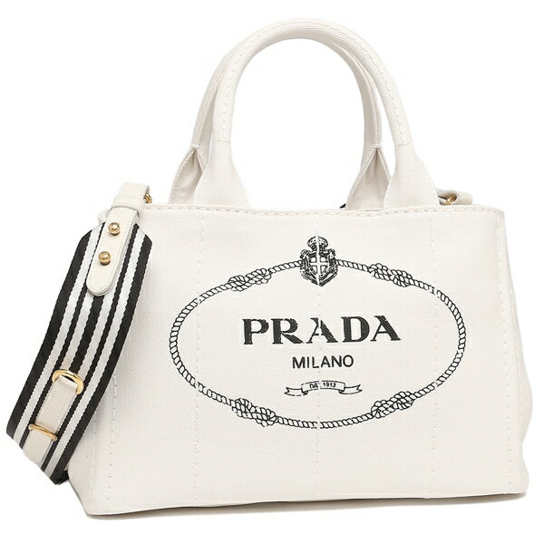 【P10倍 8/22 20時〜8/23 2時】プラダ ハンドバッグ ショルダーバッグ カナパ ホワイト ブラック レディース PRADA 1BG439 ZKI ROO F0964【返品OK】