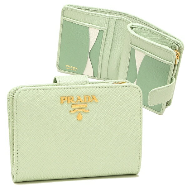 保証 プラダ 二つ折り財布 サフィアーノ グリーン レディース PRADA