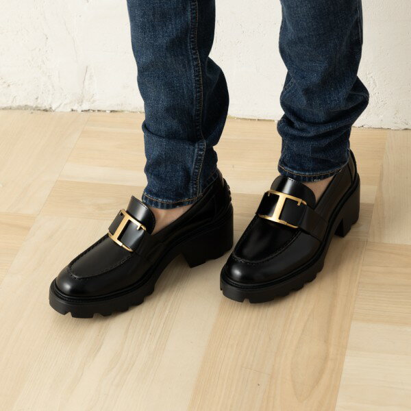 TOD'S Tフラク フロックヒル ロファ XXW08D0EU50SHA B999 トッズ シューズ Tタイムレス ローファー ブラック レディース