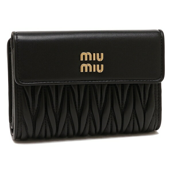 ミュウミュウ 財布（レディース） ミュウミュウ 二つ折り財布 マテラッセレザー ミニ財布 ブラック レディース MIU MIU 5ML225 2FPP F0002 MATELASSE BLACK