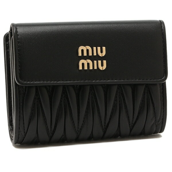 ミュウミュウ 財布（レディース） ミュウミュウ 三つ折り財布 マテラッセ ミニ財布 ブラック レディース MIU MIU 5ML002 2FPP F0002