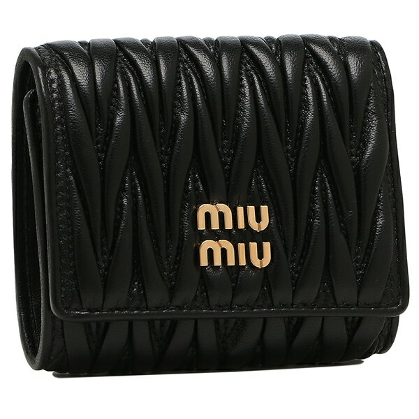 ミュウミュウ 財布（レディース） ミュウミュウ 三つ折り財布 マテラッセレザー ミニ財布 ブラック レディース MIU MIU 5MH033 2FPP F0002
