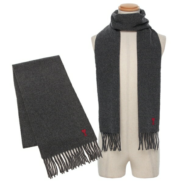 アミパリス マフラー ロゴ フリンジ グレー メンズ レディース ユニセックス AMI PARIS BFUSF40533 061