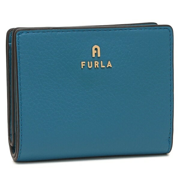 FURLA 二つ折り財布 ブルー - メルカリ