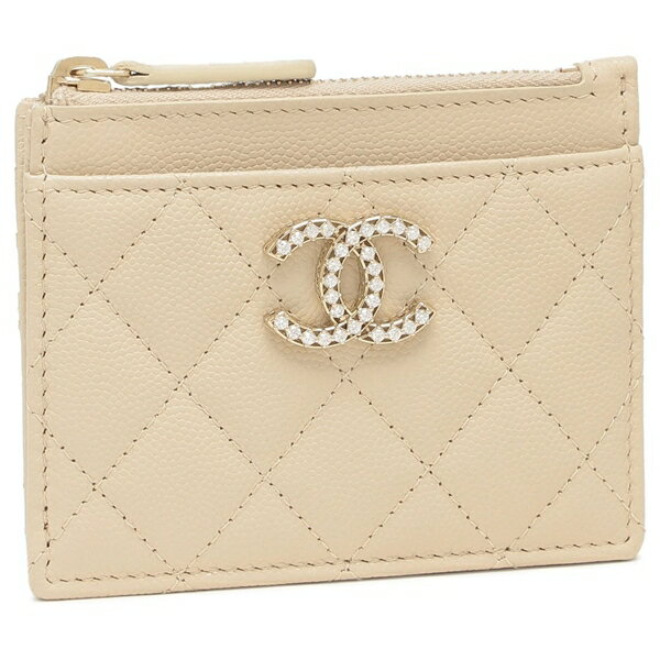 シャネル カードケース フラグメントケース マトラッセ コインケース ミニ財布 ベージュ レディース CHANEL AP4556 B12928 NAGEK