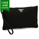 【P10倍 4/24 20時~24時】プラダ ポーチ リナイロン サフィアーノ トライアングルロゴ ブラック メンズ PRADA 2NH004 2DMH F0002