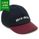 ミュウミュウ 帽子 ドリル ベースボールキャップ ネイビー ワインレッド レディース MIU MIU 5HC179 ACQ1 F041L
