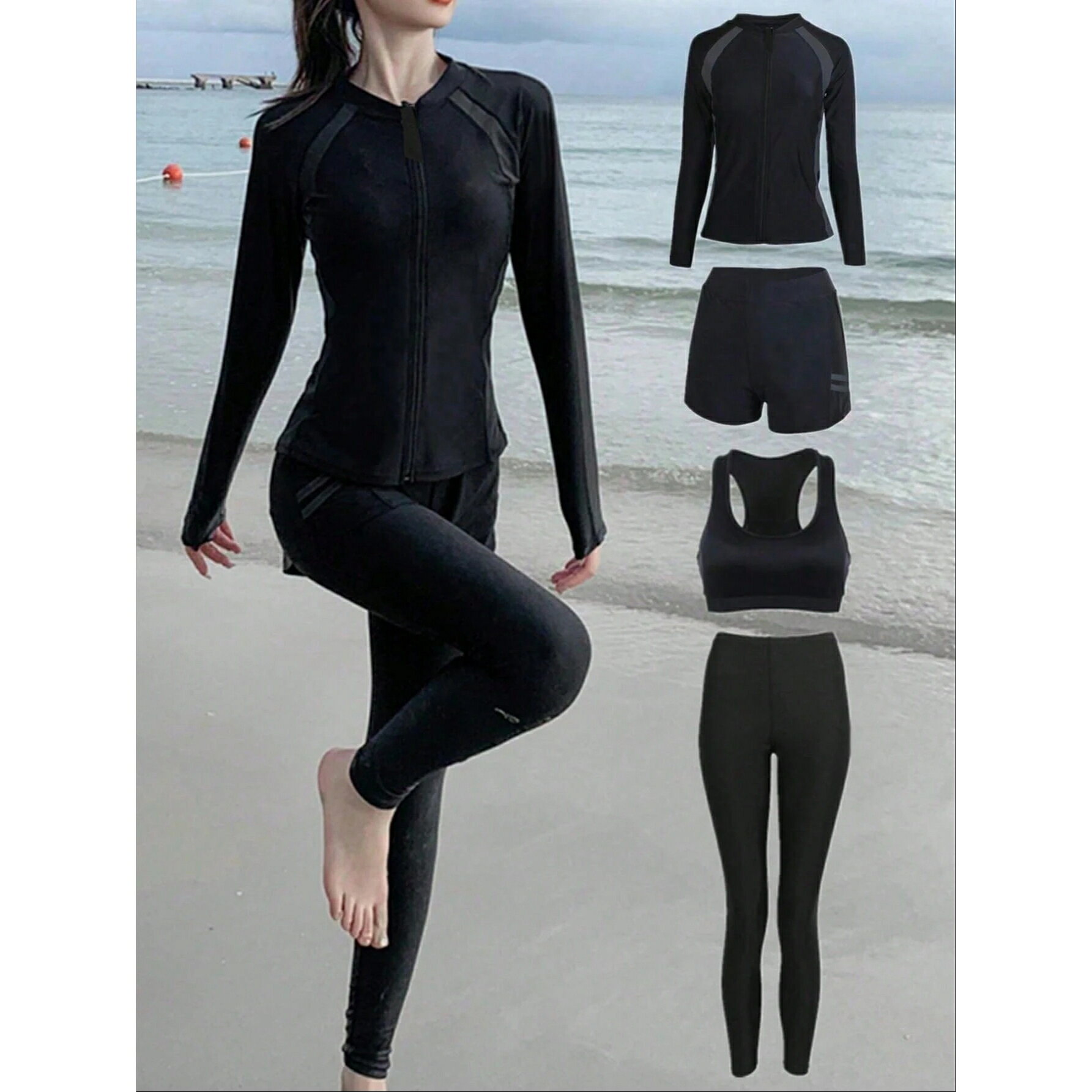 ビーチ ダイビング スーツ 上下セット 長袖＆長ズボン 4個