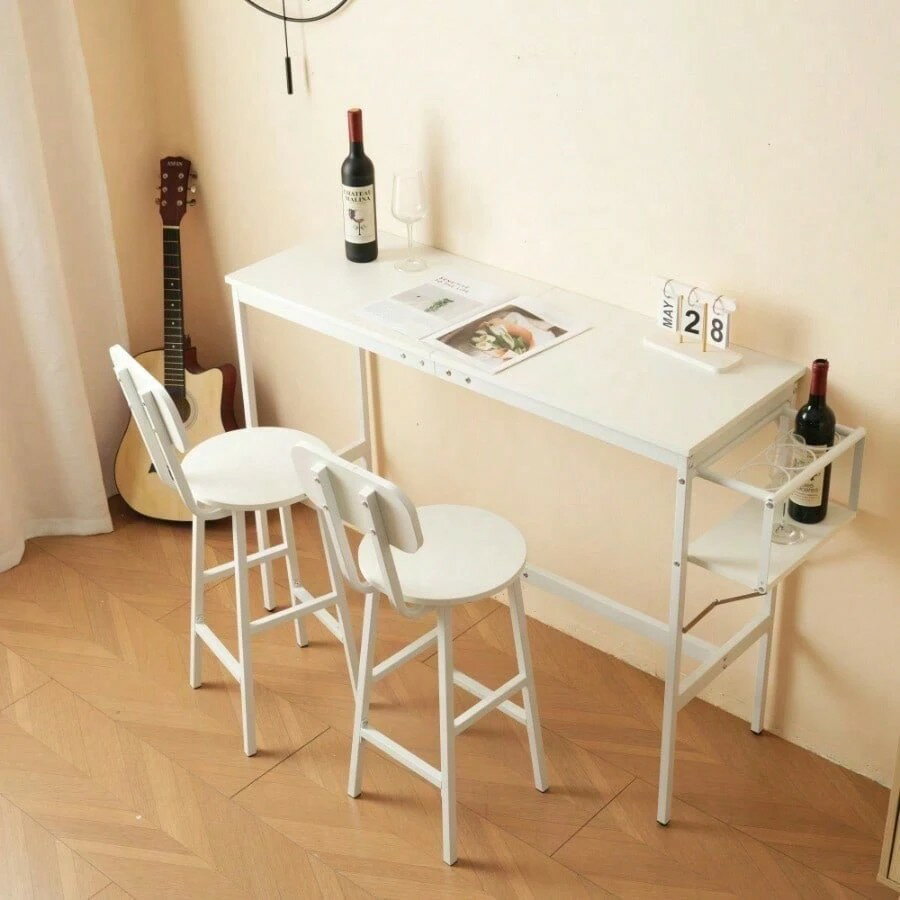 MxPRO【ホワイト】新発売 カウンターテーブル スツール 3点セット ハイテーブル 木製 カウンター 木製 モダン 北欧 シンプル ダイニングテーブルセット ...