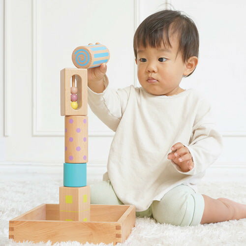 音いっぱいつみき エド・インター 音が鳴る 木製 積み木 知育玩具 赤ちゃん 安全 大きめサイズ 1歳 誕生日 プレゼント 木のおもちゃ 音いっぱいつみき エドインター ギフト 出産祝い カラフル 男の子 女の子 0歳 1歳2歳 3歳 2